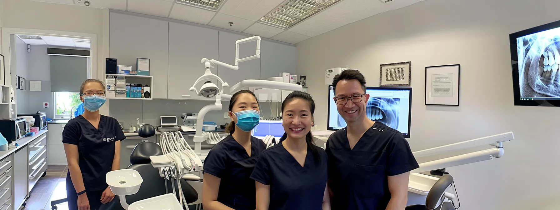 a skilled dental team performing a transformative smile makeover with advanced technology at barry road dental.